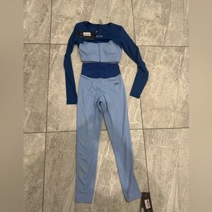 Blue and Light Blue Women's Leggings Set